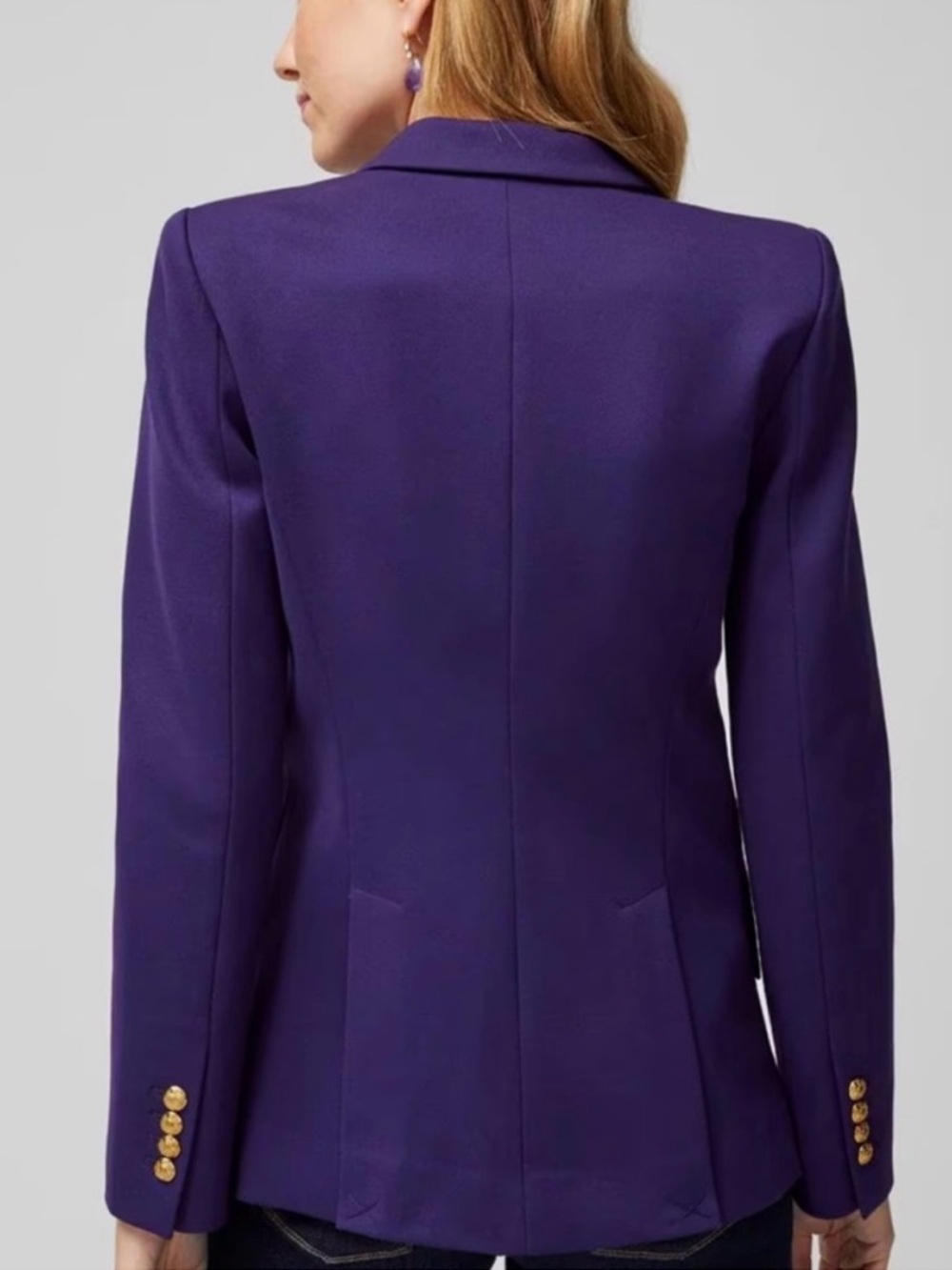 WHBM White House Black Market Luxe Stretch Editor Blazer Jacket Deep Amethyst - Picture 2 of 13